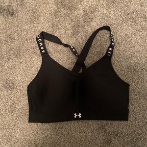 Under Armor Infinity High sports bra in black, size L